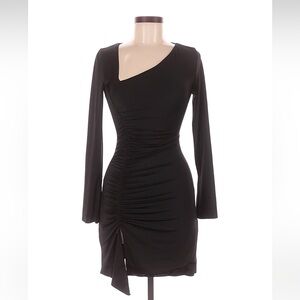 Oh Polly Black Asymmetrical Long Sleeve Dress